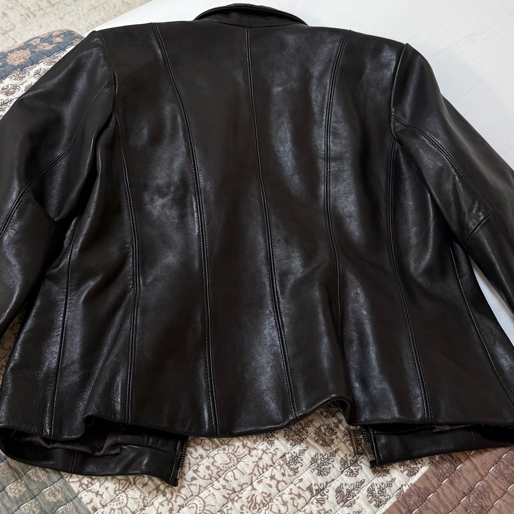 Black Genuine Leather Jacket - Picture 2 of 9